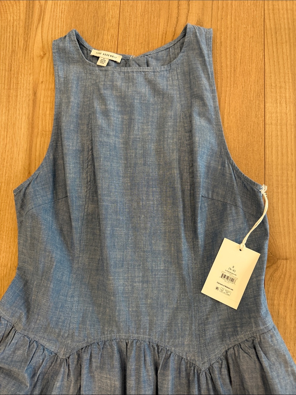 Blue Chambray Sleeveless Midi Dress - Unbranded - Picture 2 of 4